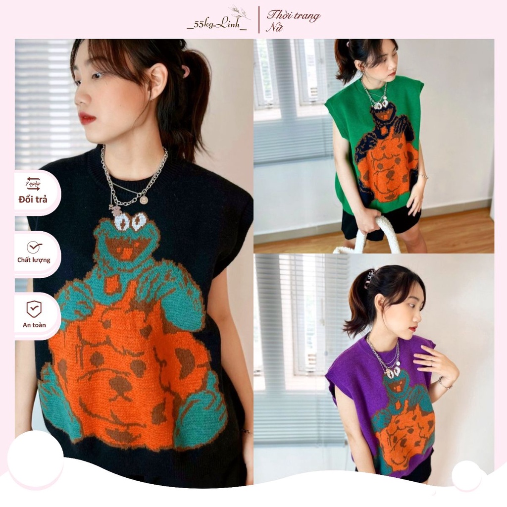 (HÀNG SẴN - ẢNH THẬT) Áo gile len cute cho nữ oversize, áo không tay cá tính - nhiều màu lựa chọn