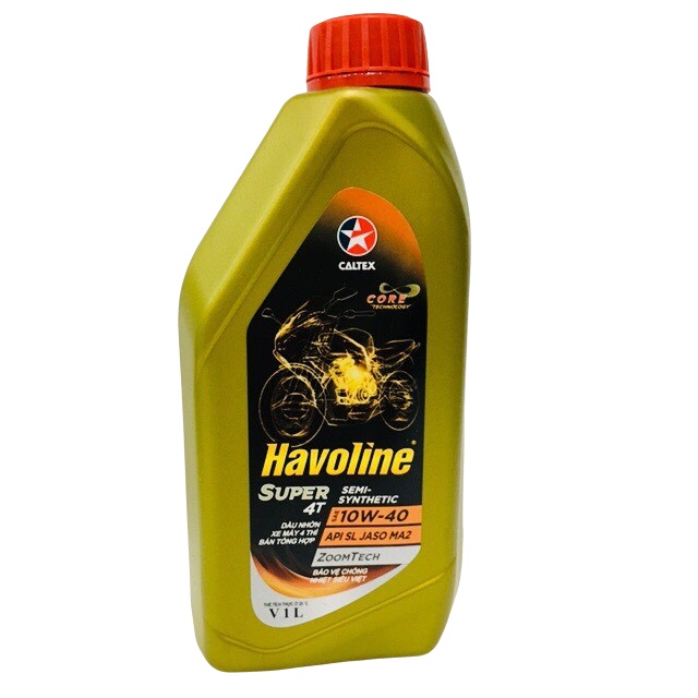 NHỚT HAVOLINE SUPER 4T SEMI-SYNTHETIC SAE 10W-40 1L -xe số (chai vàng nắp đỏ)