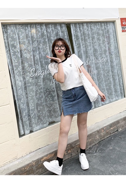 Áo thun big size thêu hình chó tay viền size đại 60-100kg