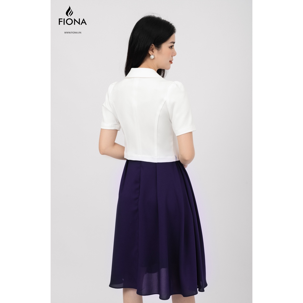Đầm dáng xòe 4 dây quai đầm Fiona, Đầm công sở thân dưới xếp ly sườn F451079
