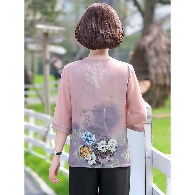 Bộ Đầm Hai Mảnh Áo Vải Lụa Phong Cách Phương Tây Dành Cho Phụ Nữ Trung Niên Thời Trang Mùa Hè 2022