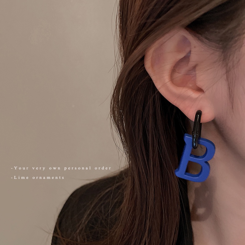 DREJEW Khuyên Tai Hình Chữ B Phong Cách Hàn Quốc Cá Tính Cho Nữ 1