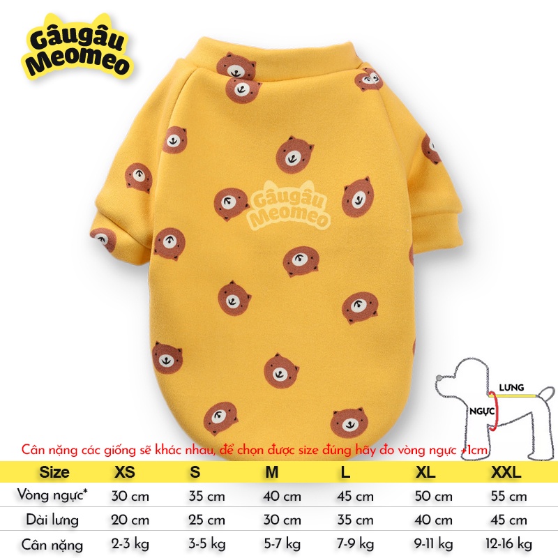 Quần áo chó mèo thu đông vải nỉ