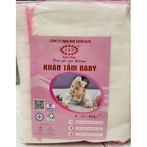 Combo 2 khăn tắm và 10 khăn sữa Baby Xuân Đan