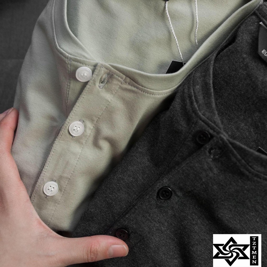Áo Thun Trơn Cổ Tàu Có Cúc Chất Cotton Co Giãn 4 Chiều Thoáng Mát Form Slimfit Ôm Gọn Phù Hợp Đi Chơi Đi Làm