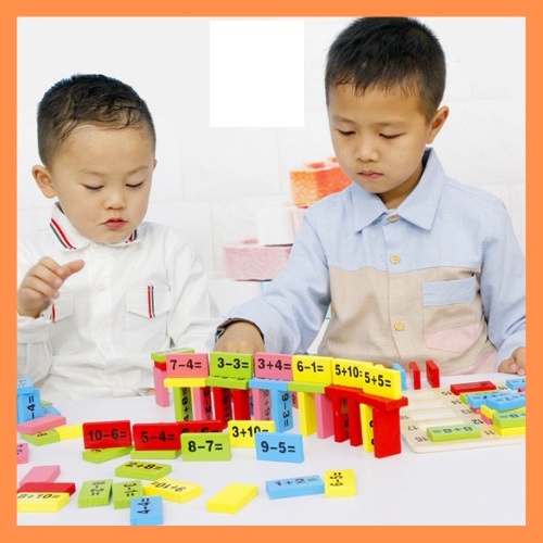 Domino Toán Học -đồ chơi bằng gỗ Domino 110 quân xếp hình lắp ghép thông minh trí tuệ cho bé - Soleil Home