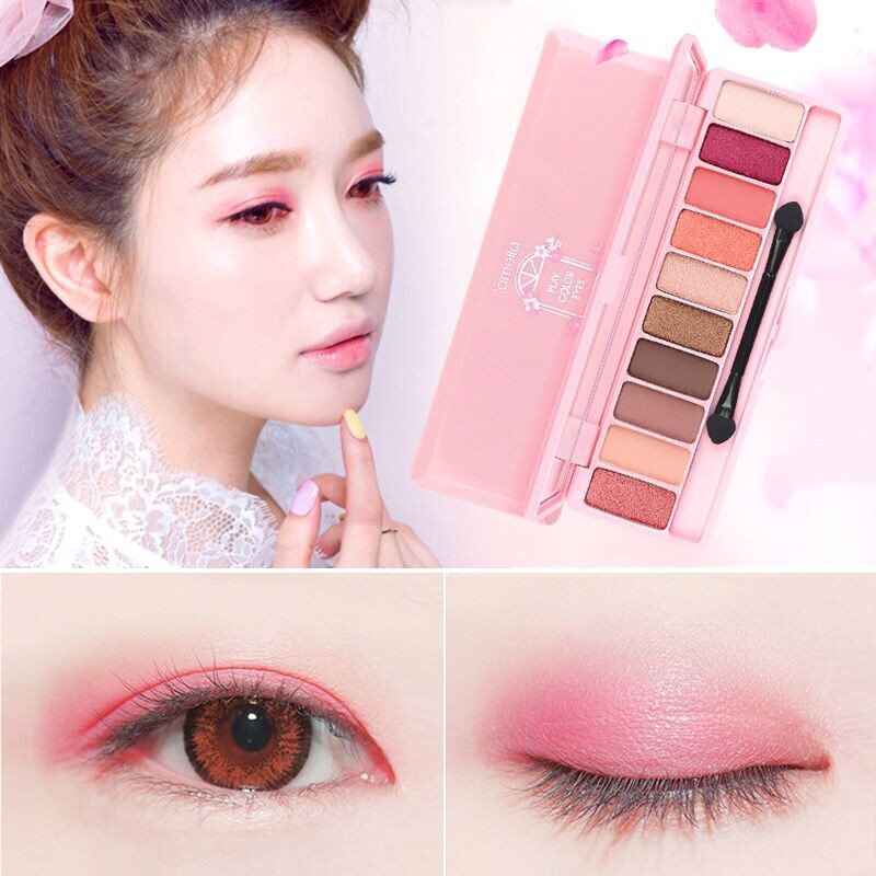 Bảng Phấn Mắt Bóng Lưu vực [Ten-color eyeshadow palette + 5 brushes] waterproof earth grapefruit mermaid peach makeup The matte pearlescent