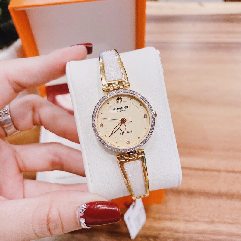 Đồng hồ nữ chính hãng dây kim loại Sunrise 9957AA Sapphire Chống Xước, Chống Nước