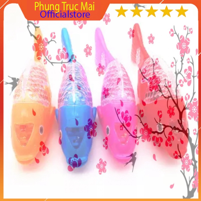 Đèn lồng trung thu Cá điện phát sáng, nhạc, vẫy đuôi chạy được đồ giải trí trung thu xách tay đa màu sắc