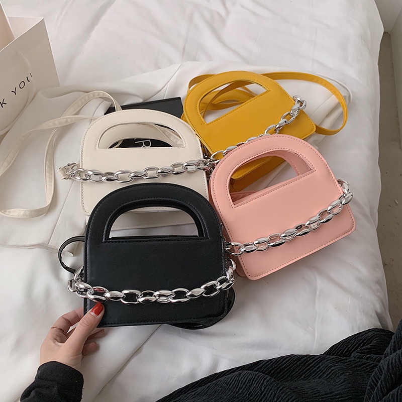 Túi đeo vai IELGY dáng vuông nhỏ phối xích thiết kế thời trang cao cấp cho nữ