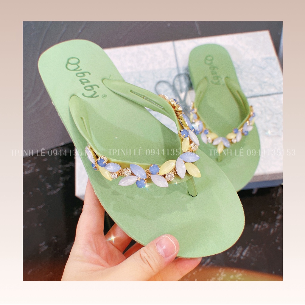 Dép xỏ ngón, tông nữ đính đá Quảng Châu Qybaby 004 - TRINH LÊ SHOP