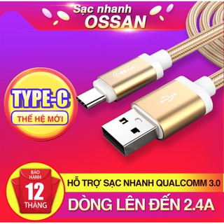 Cáp Sạc Type C chính hãng OSSAN Hỗ Trợ Sạc Nhanh Qualcomm QC 3.0
