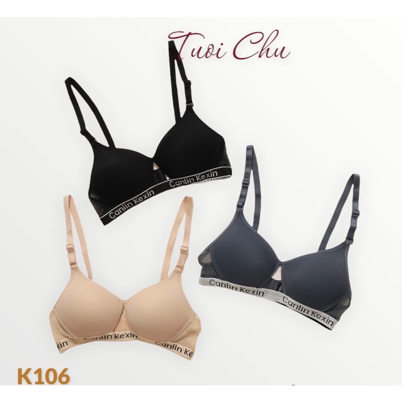 Áo lót Canlin kexin đệm bàn tay nâng ngực sang chảnh viền chữ dễ thương K106