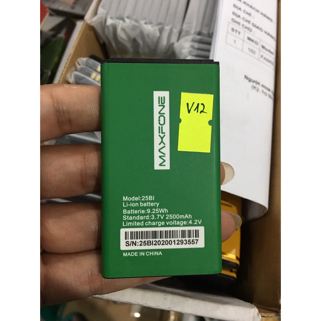 Pin điện thoại red sun 6, maxfone V12 chính hãng - hàng mới nguyên tem