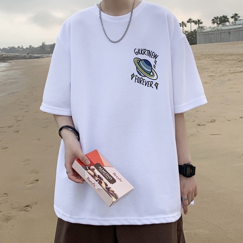 Áo thun dáng rộng cỡ lớn in họa tiết Nasa phong cách harajuku Nhật Bản thời trang năng động cho nam size S-8XL