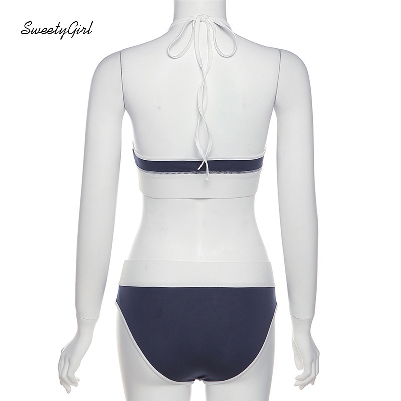 Set Đồ Lót Cổ Chữ V Lưng Thấp Thêu Chữ Màu Sắc Tương Phản Quyến Rũ Thời Trang Cho Nữ 2022