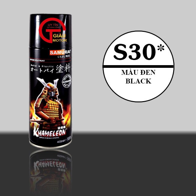 Sơn Samurai màu đen S30 chính hãng, sơn xịt dàn áo xe máy chống nứt nẻ, kháng xăng