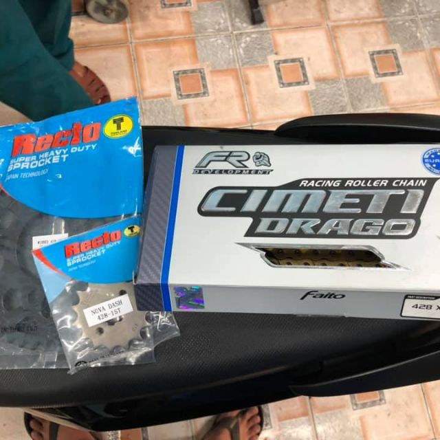 Combo Sên Vàng Faito Kozi + Nhông dĩa Recto 9Li Exciter, Winner, Sonic, Raider...