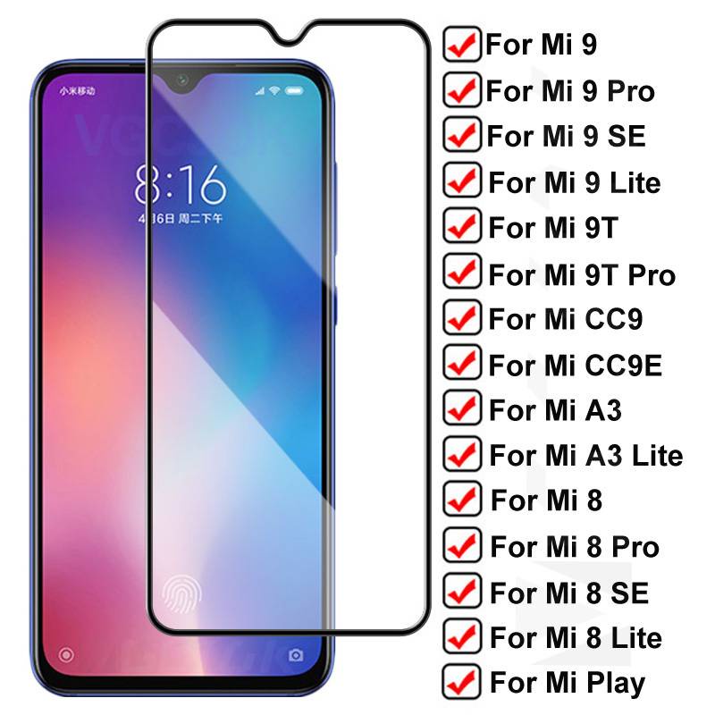 Kính cường lực 9H cho Xiaomi Mi 9 Lite 9T Pro Mi9 SE Mi 8 A3 Lite CC9 CC9E Play
