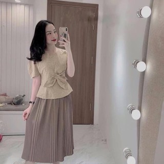 Áo sơ mi nữ 💕[FREESHIP]💕Giảm 20k [AO SO MI NU] Áo sơ mi caro nơ eo, chất trượt Thái chất lượng