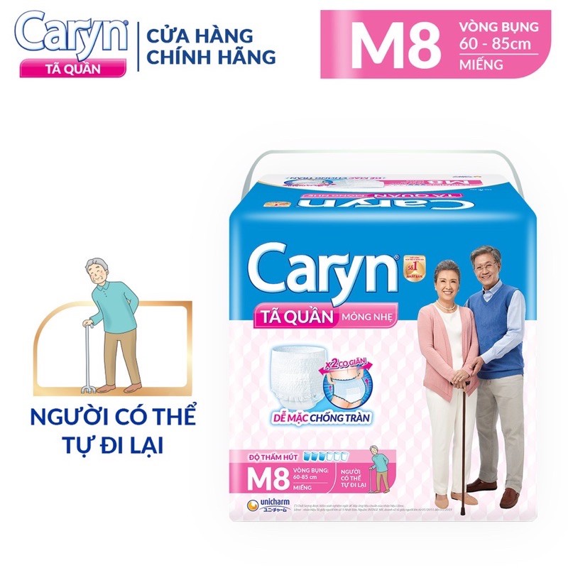 Tã Caryn Quần  M8/L7 Dành Cho Người Già tặng khăn ướt Caryn 70 miếng