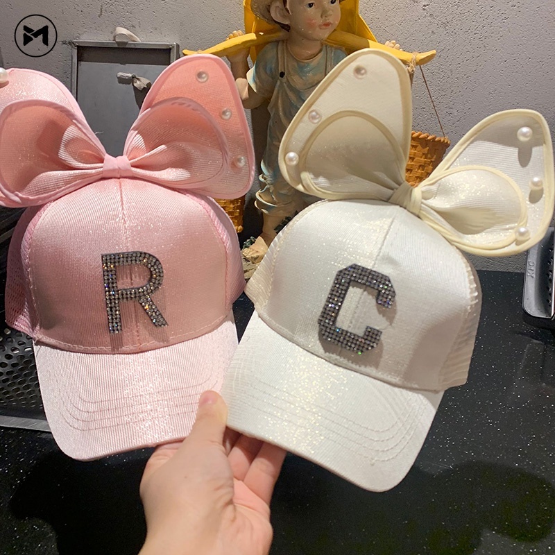 Nón Lưỡi Trai Phối Lưới Thoáng Khí Đính Nơ Dễ Thương Cho Bé Gái