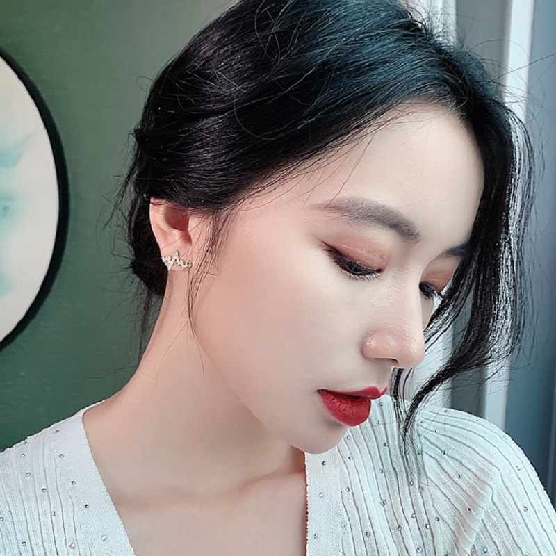 Khuyên tai hình nhịp tim sáng tạo phong cách Âu Mỹ thời trang mới cho nữ