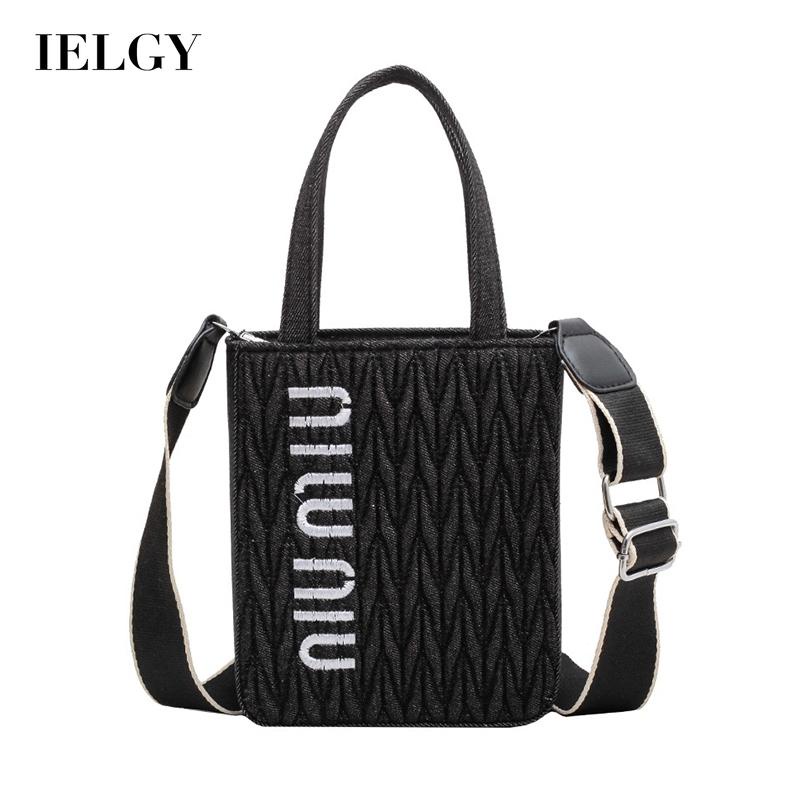 IELGY Túi Đeo Chéo denim In Chữ niche Thời Trang Cho Nữ