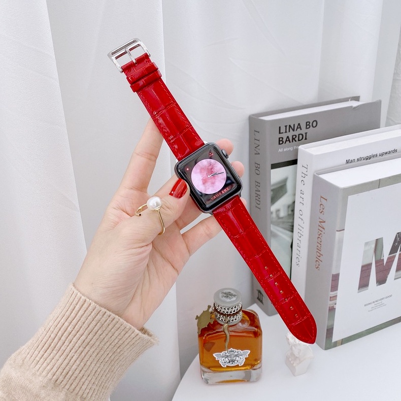 Dây đeo thay thế họa tiết da cá sấu thích hợp cho đồng hồ Apple Watch 38mm 42mm 40mm 44mm Series 6 Se 5 4 3 2 1