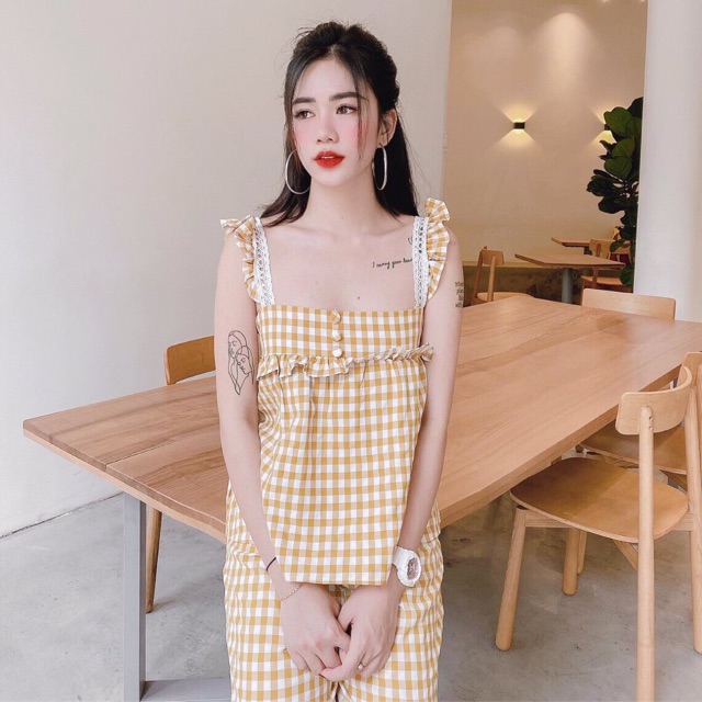 Set Bộ Áo Quần Dài Caro