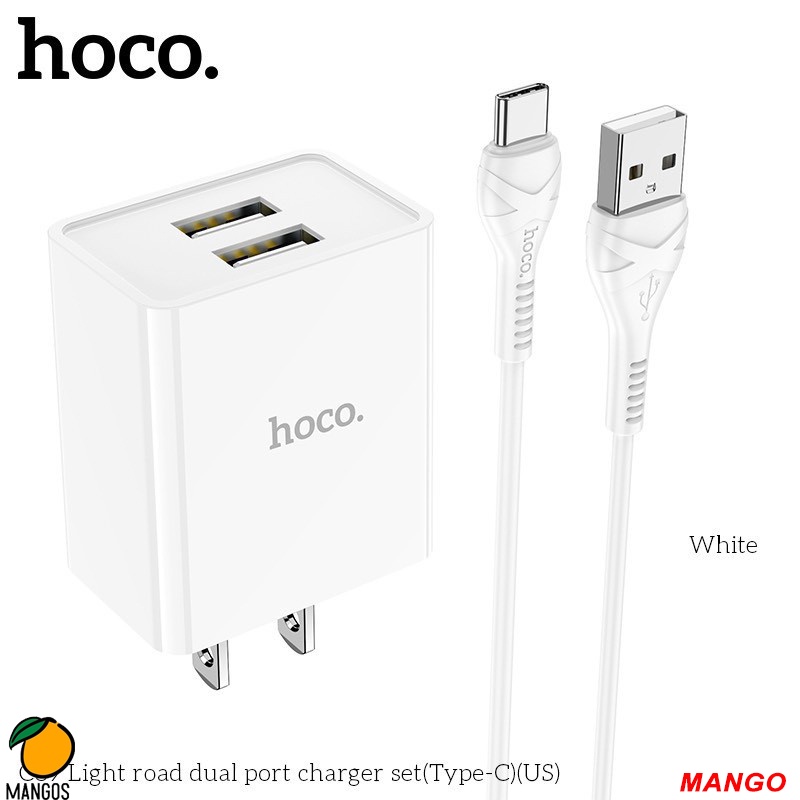 Bộ sạc nhanh HOCO C89 Củ sạc 2 cổng USB tối đa 2.1A kèm dây sạc dài 1m dùng cho tất cả điện thoại