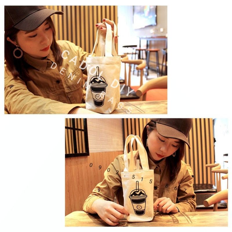 Túi Vải Quai Xách Đựng Ly Bình Nước Giữ Nhiệt Dây Đai