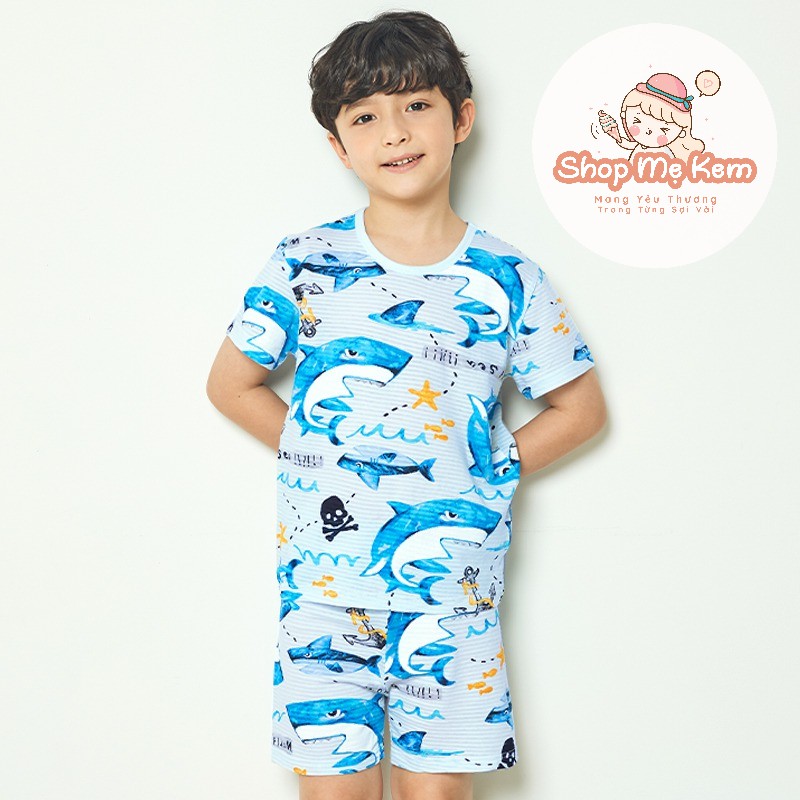 Unifriend Bé Trai Baby Shark Vải Cotton Giấy Mềm Mịn Mát Cho Mùa Hè