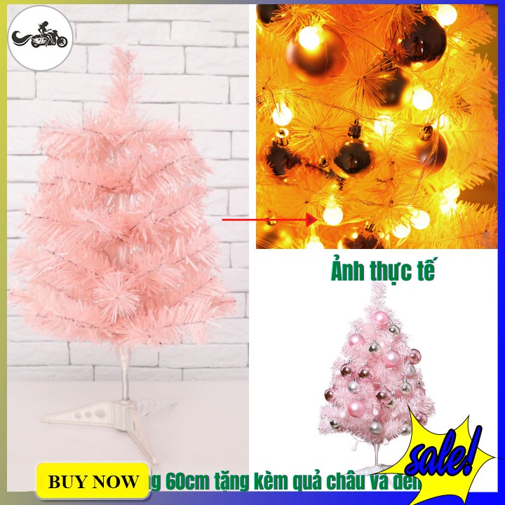 Cây thông Noel màu hồng 60cm full phụ kiện trang trí nhà, cửa hàng, bàn làm việc....lung linh hơn