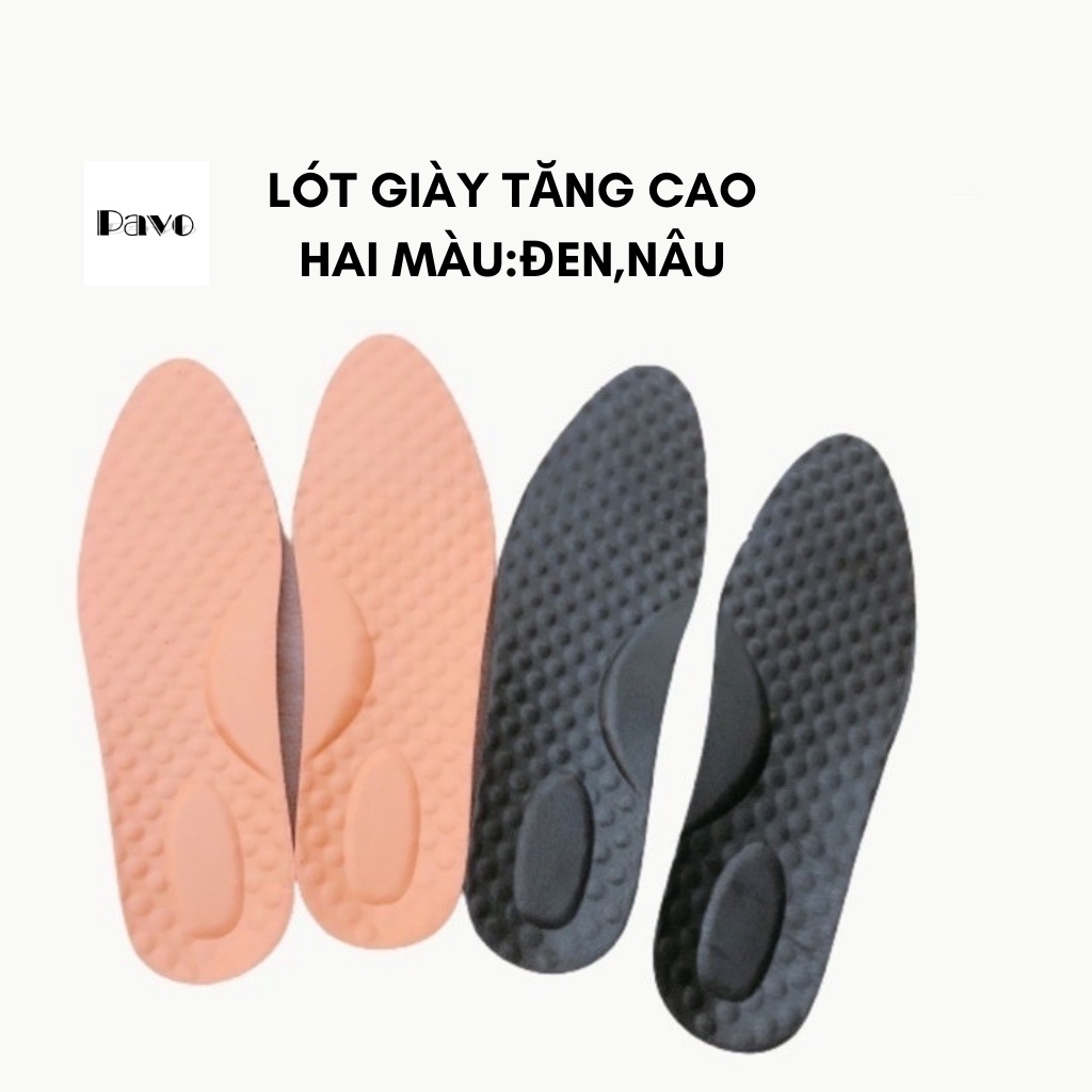 Lót giày tăng cao 3Cm mặt da chất liệu đế PU êm chân(1 Đôi)