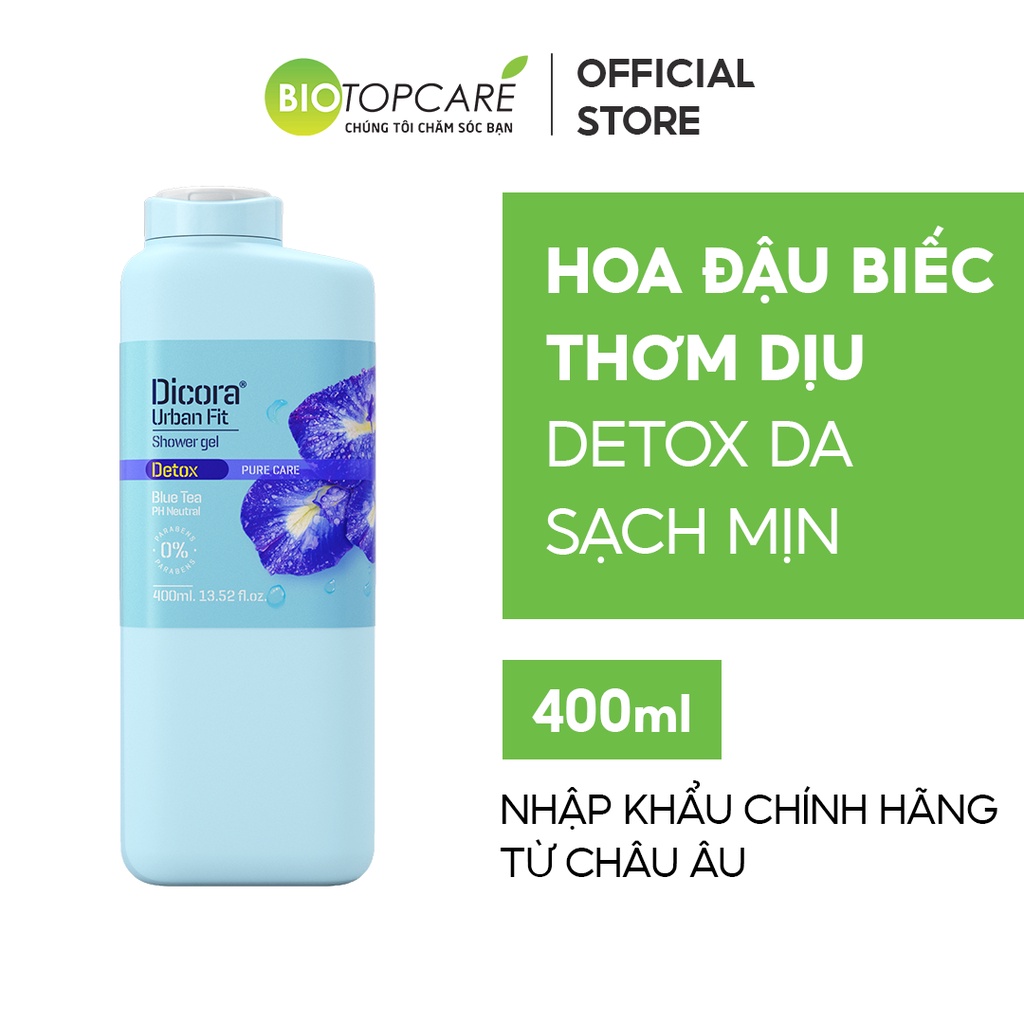 Sữa tắm Dicora Urban Fit Detox Pure Care Blue Tea Hoa Đậu Biếc 400ml - BioTopcare Official