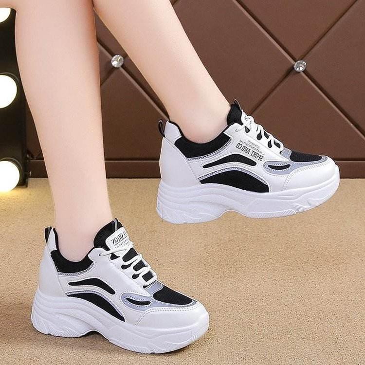 Giày thể thao nữ độn đế viền phản quang Bụng Bự Store mã HV01