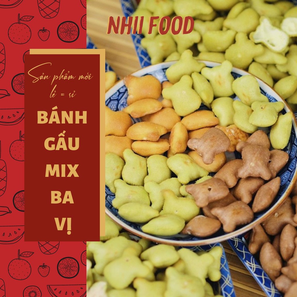 400GR Bánh gấu mix 3 vị thơm ngon NHII FOOD thực phẩm sạch nhà làm