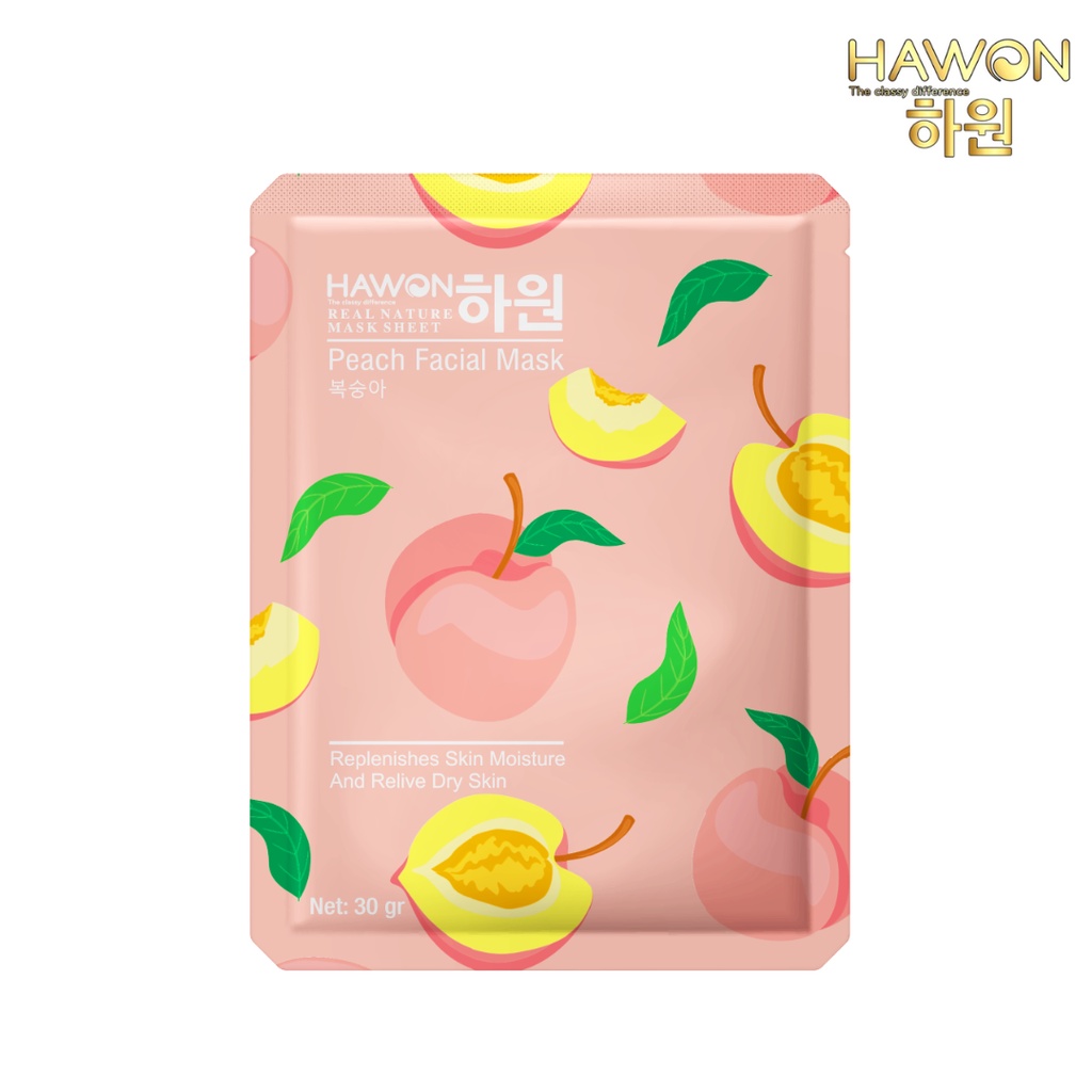 Mặt Nạ Giấy Đào Dưỡng Trắng Da Chính Hãng HAWON - 30g