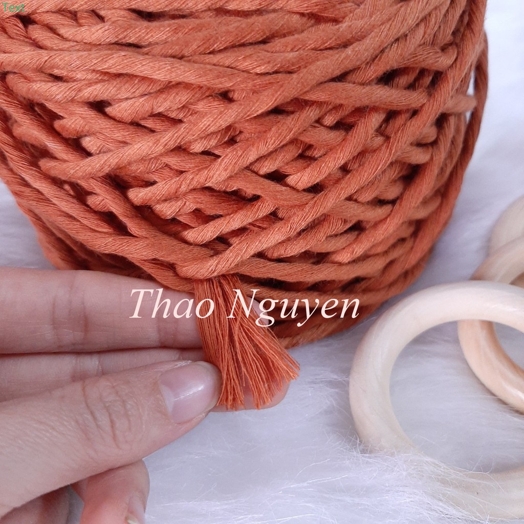 (ảnh thật) Dây thừng se macrame, dây cotton . Màu CAM CHAY.