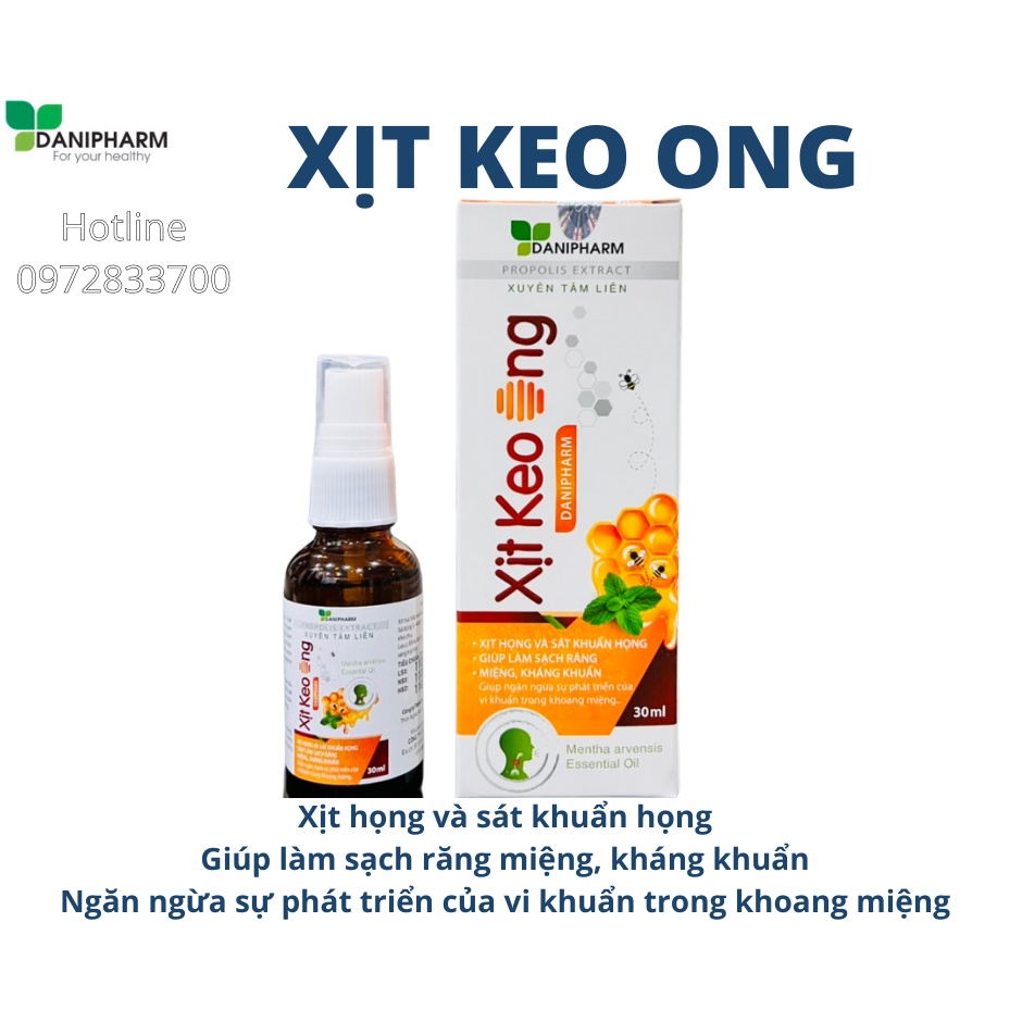 Xịt họng keo ong, làm sạch răng miệng, kháng khuân, ngừa virut lọ 30ml