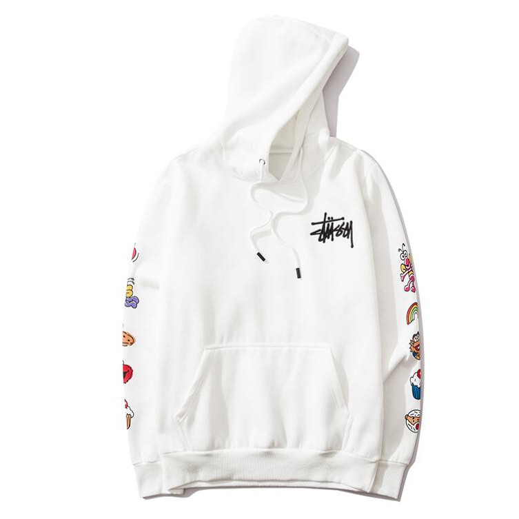 Áo Hoodie Cotton Thêu Chữ Stussy Thời Trang Cho Nam Nữ