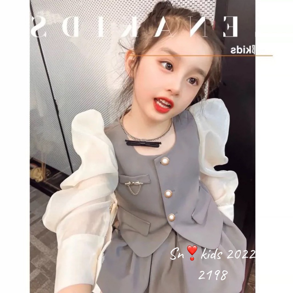 Sét điệu tiểu thư cho gái yêu Tay phối tơ mềm Chân váy có quần TONY MEDIA HẰNG KIDS BABY