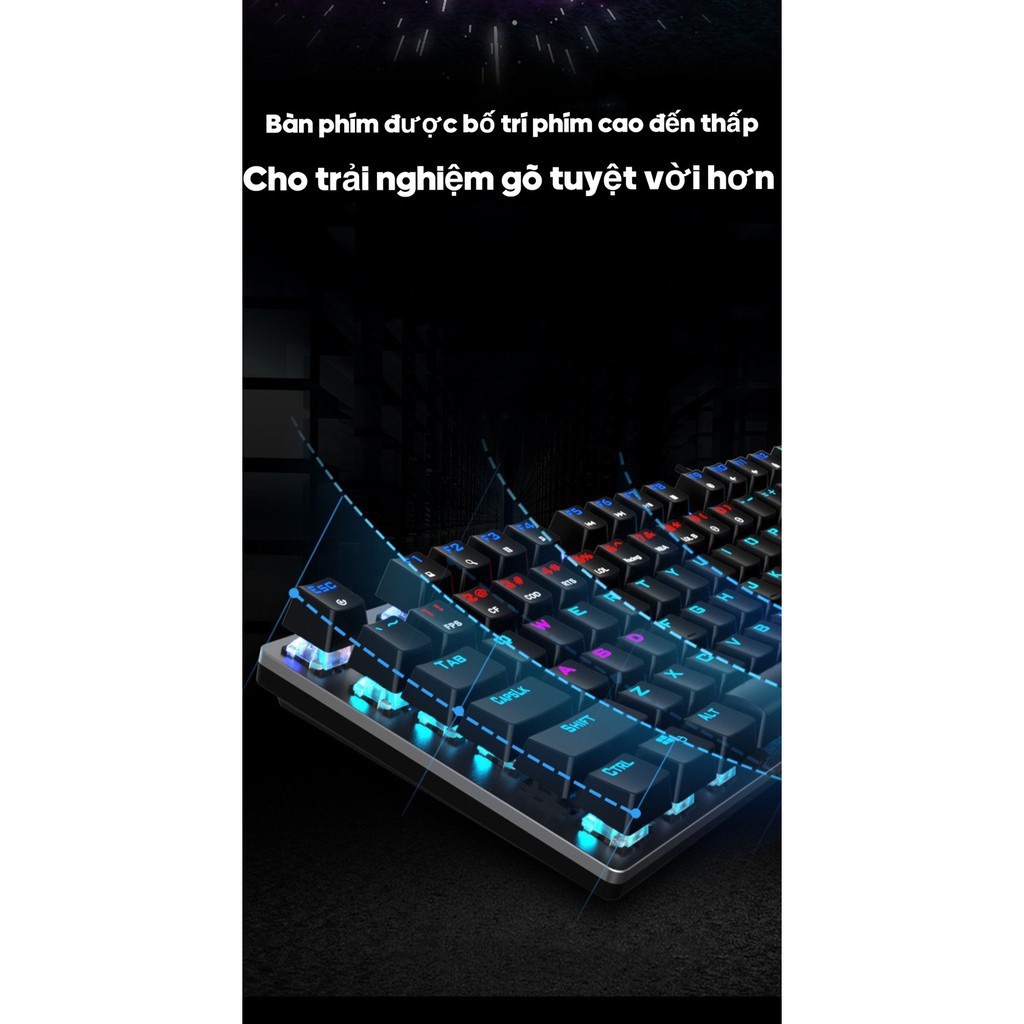Bàn Phím Cơ Chơi Game FZ508 Pro Viền crom Full Size 104 Phím Led RGB Cực Đẹp/Kèm Kê Tay,Phím có led siêu đẹp, siêu êm