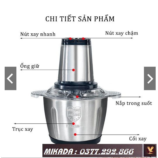 (CÓ VIDEO SẢN PHẨM) Máy xay thịt cá inox 304 cao cấp, Máy xay thịt đa năng, xay thực phẩm, trái cây, hoa quả