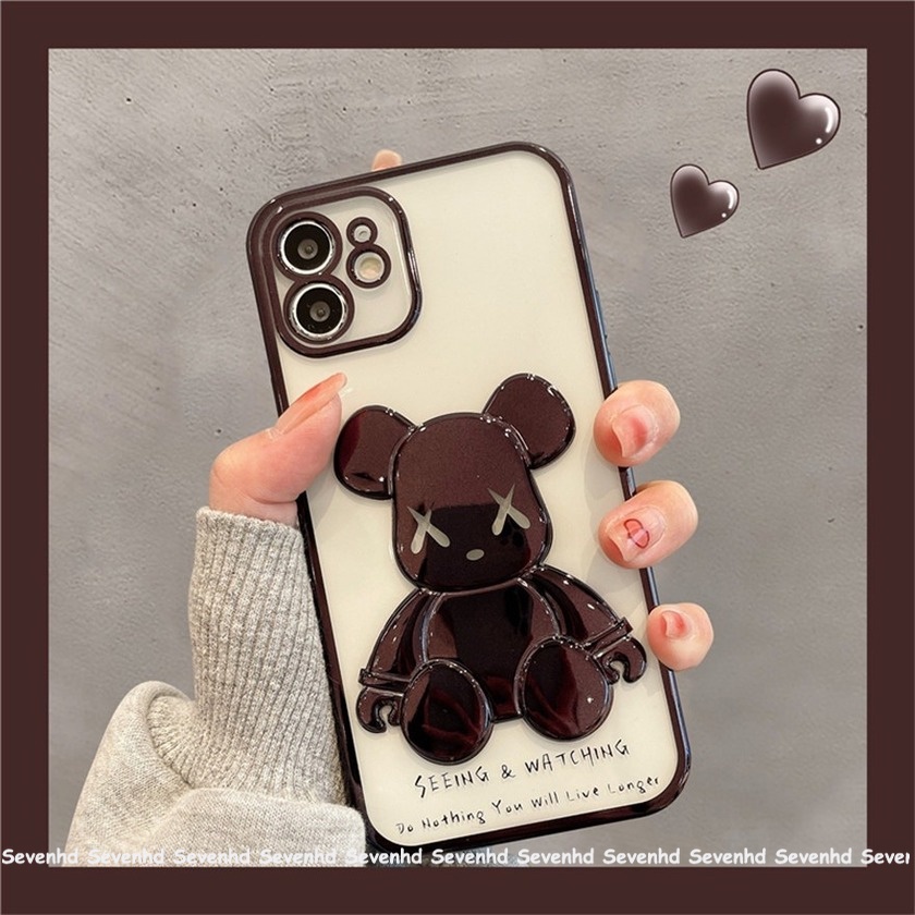 Ốp điện thoại mềm trong suốt mạ điện in hình Kaws thích hợp cho iPhone 13 Pro Max 12 11 Pro Max