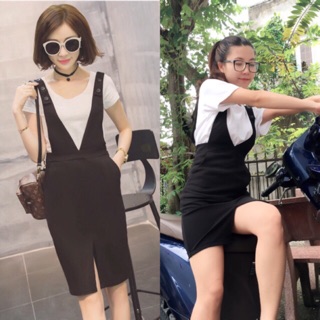 Sét Yếm Cổ V Phối Nút