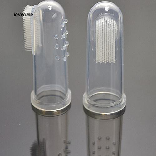 Bàn chải đánh răng gắn đầu ngón tay bằng silicone mềm làm sạch răng cho bé