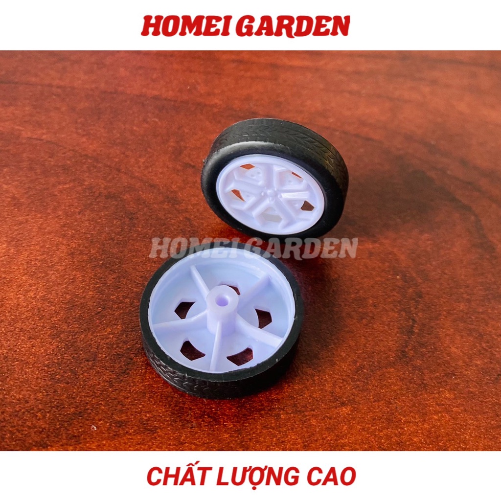 4 bánh xe cao su mini đường kính 26mm kèm 2 truc dài 100mm DIY mô hình - HM0050