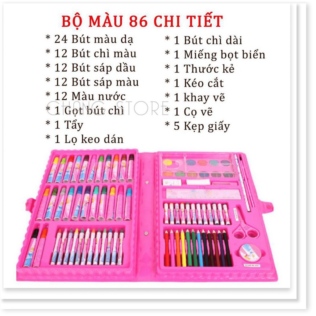 Bộ Hộp Màu 86 Món chất liệu cao cấp tạo màu đẹp, sắc nét Cho Bé yêu thỏa sức sáng tạo